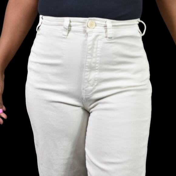 Marine Layer Bridget Pants Beige Wide Leg Cropped Khaki High Waist Chino Size 4 - Picture 4 of 14